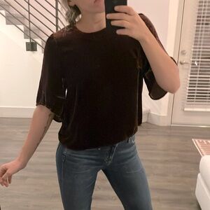 Velvet by Graham and Spencer short sleeve velvet deep red top